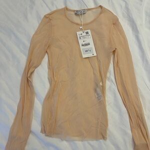 Zara Sheer Nude Mesh Top